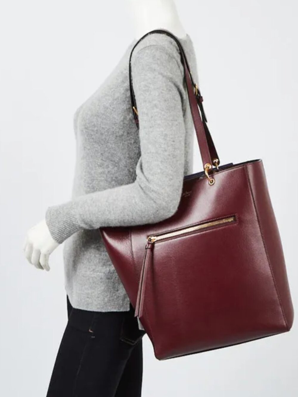 Mulberry Large Maple Tote in Burgundy Goatskin Leather. w Purple Pouch. Rare.